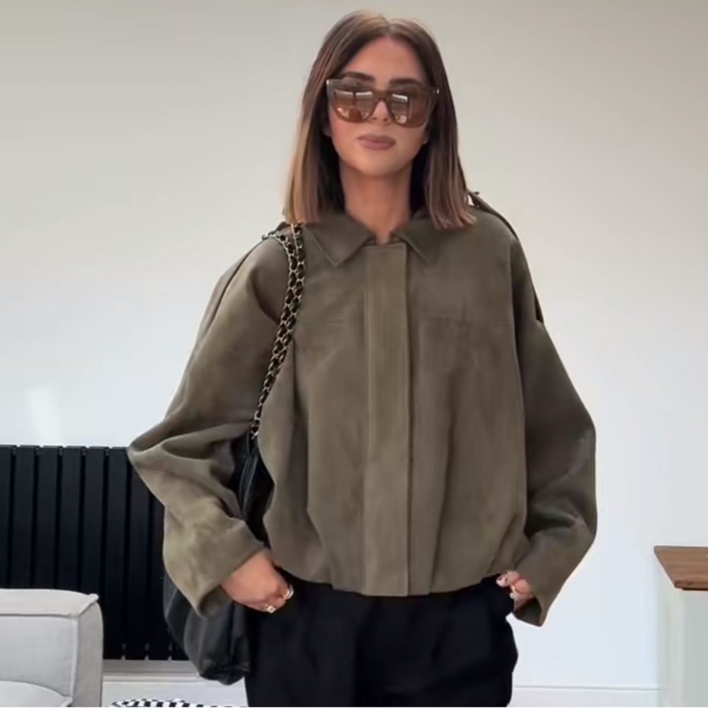 🦋 ZARA VIRAL 🦋 BLOGGERS FAVORITE 🦋 NWT ZARA FAUX SUEDE BOMBER JACKET - Picture 16 of 16